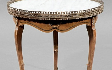 Gilt Metal-Mounted Fruitwood Bouillotte Table