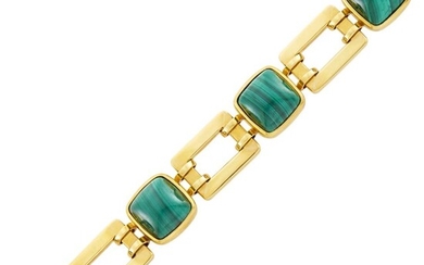 Gold and Malachite Link Bracelet