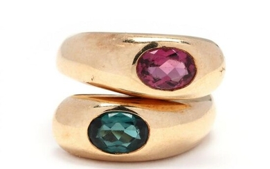 Gold and Two Stone Tourmaline Ring