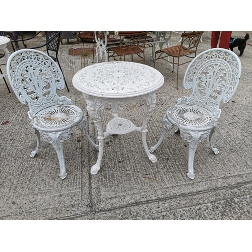 Good quality cast iron garden table {71 cm H x 62 cm Dia.} i...