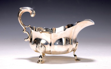 Gravy boat, England, around 1900, sterling silver, baroque style, standing...