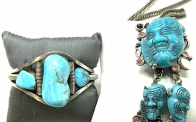 HATTIE CARNEGIE Turquoise Bracelet& Selro Necklace