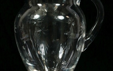 HAWKES STERLING AND CRYSTAL PITCHER C 1920 H 10.5"