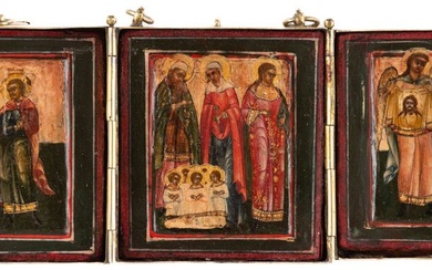 HEILIGE, russisches Triptychon, 19./20. Jh.