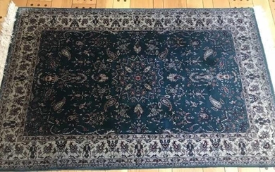 Hand Knotted Persian Throw Rug w Central Medallion