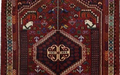 Hand-Knotted Tribal Equestrian Design 4X5 Vintage Farmhouse Rug Oriental Carpet
