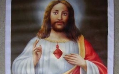 Hand Painted Image of "The Sacred Heart of Jesus" on