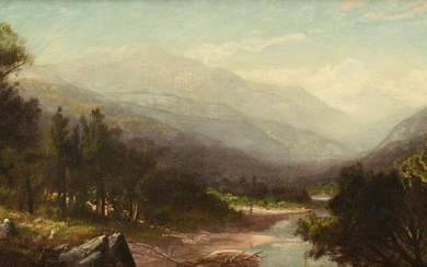 Harrison Bird Brown (American, 1831-1915), Landscape with River & Mountains