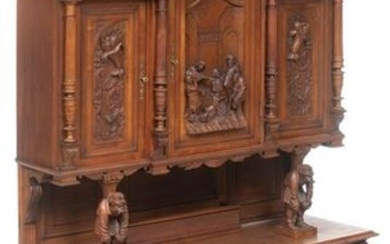 Heavily Carved Henri II Buffet