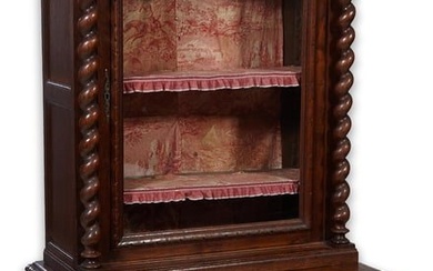 Henri II Style Carved Oak Curio Cabinet, 19th c., H.- 89 in., W.- 39 in., D.- 21 in.