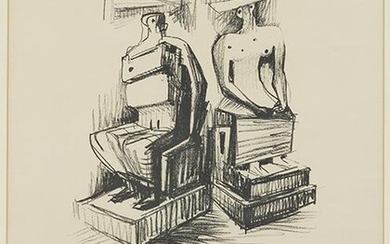 Henry Moore (British, 1898-1986) Two Seated Figures in
