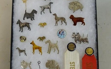 INCLUSIVE LOT OF DOG FIGURAL PINS, ETC. INCLUDING