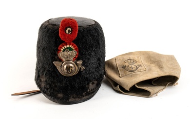 ITALY, Kingdom Great War Troop hat with canvas felt shaft covered with fur with applied...