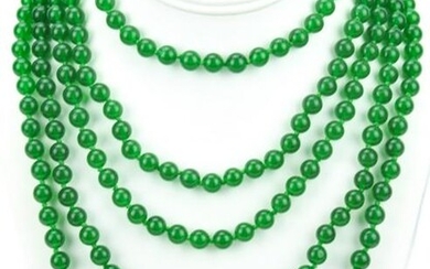 Impressive Hand Knotted 102 Inch Jade Necklace