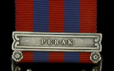 India General Service 1854-95, 1 clasp, Perak (1545. Pte. W. Ladd. 1/3rd...