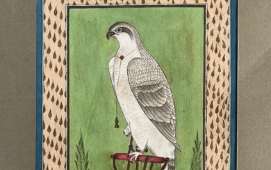 Indian Mughal style miniature painting of a bird