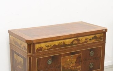 Italian marquetry chest of drawers with 3 large...