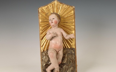 Italië, houten gestoken en polychroom geschilderde sculptuur van het Christus kind, 18e/19e eeuw