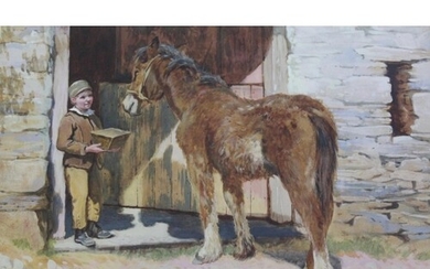 JAMES SMITH MORLAND (1846-1921) BOY WITH A PONY Signed and d...