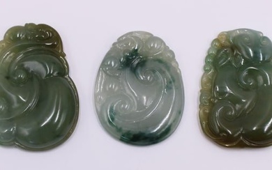 JEWELRY. (3) Chinese Jade Pendants.
