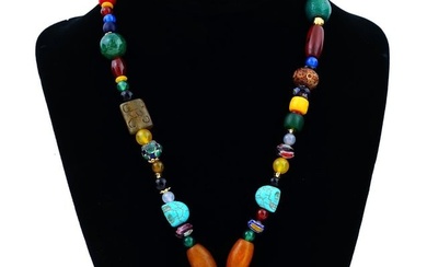 JEWELRY NECKLACE MADE OF ASSORTED GLASS STONE BEADS