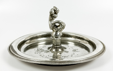 JUST ANDERSEN. A 'Mermaid' tin dish, early 20th century.