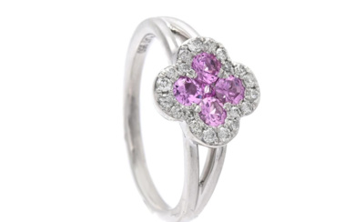 Jewellery Ring RING, platinum, round faceted pink sapphires approx. 0,...