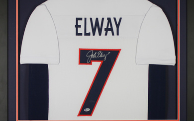 John Elway Signed Custom Framed Jersey Display (Beckett)