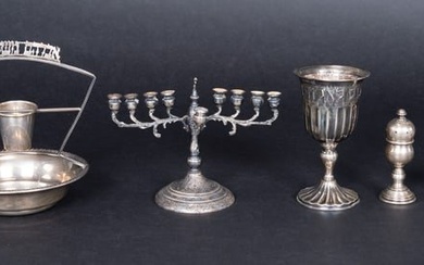 Judaic Sterling Silver Tableware Collection Goblets Menorah Etc 532 Grams