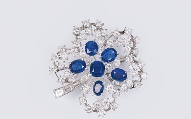 Juwelier Wilm est. 1767, Hamburg. A Vintage Clove Brooch with Sapphires and Diamonds.