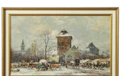 Karl Stuhlmüller - a market scene in winter