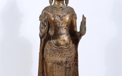 (-), Khmer, vergulde bronzen sculptuur, 18/19e eeuw