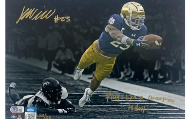 Kyren Williams Signed Notre Dame Fighting Irish 11x14 Photo Inscribed "Play Like A Champion Today!" (Beckett)