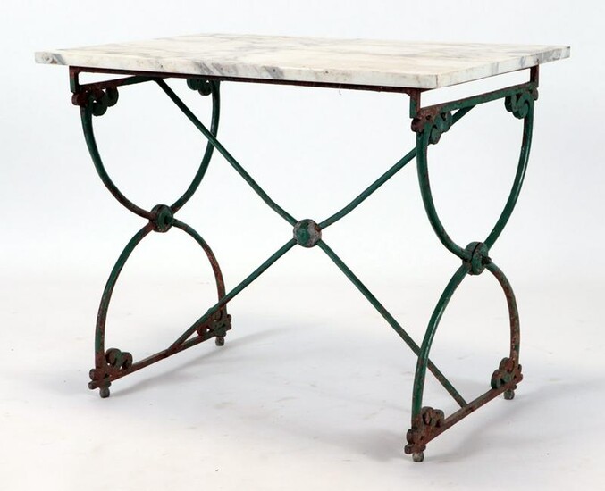 LATE 19TH C. FRENCH CAST IRON ZINC GARDEN TABLE