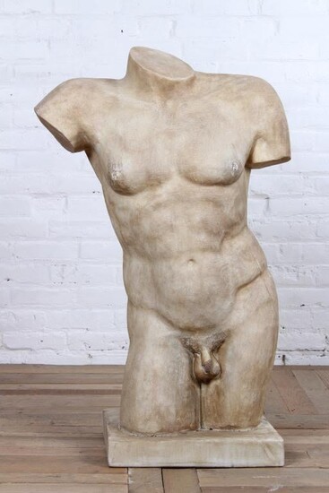 LIFE SIZED NEOCLASSICAL CARVED MARBLE MALE TORSO