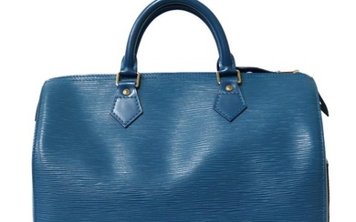 LOUIS VUITTON Louis Vuitton Handbag Epi Boston Bag Speedy 30 M43005 Blue Toledo Ladies Leather