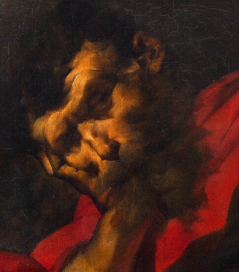 LUIGI MIRADORI dit IL GENOVESINO (CERCLE)(Gênes 1605-1656 Crémone)Héraclite.Huile sur toile. 34,7 × 30,7 cm. Provenance...