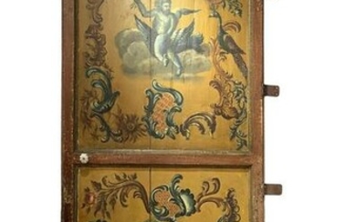 Lacquered and painted door, decorated on both sides