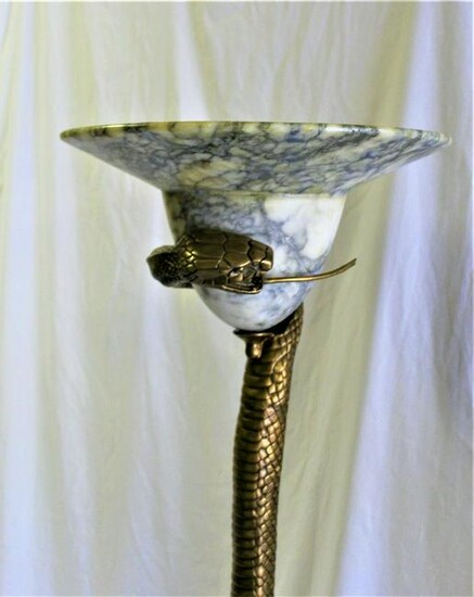 Lámpara De Serpiente Art Deco, Bronce Fundición