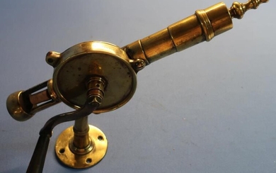 Large 19th C bar mounted brass Rotary corkscrew engraved...