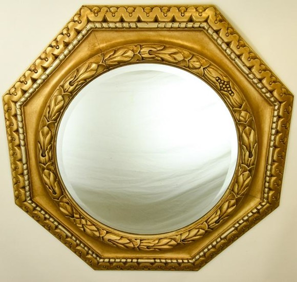 Large Carved & Gilt Octagonal Mirror