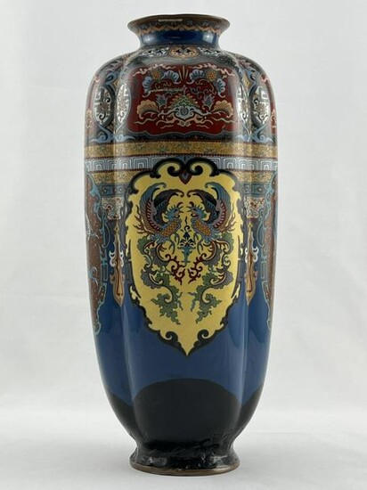 Large Japanese Cloisonne Armorial Vase