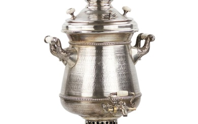 Large, silver, Russian samovar. I.E.MOROZOV. 1896