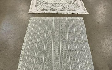 Lot 2 Linens Lace Curtain & Tablecloth