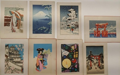 Lot 8 Japanese Woodblock Print Christmas Cards