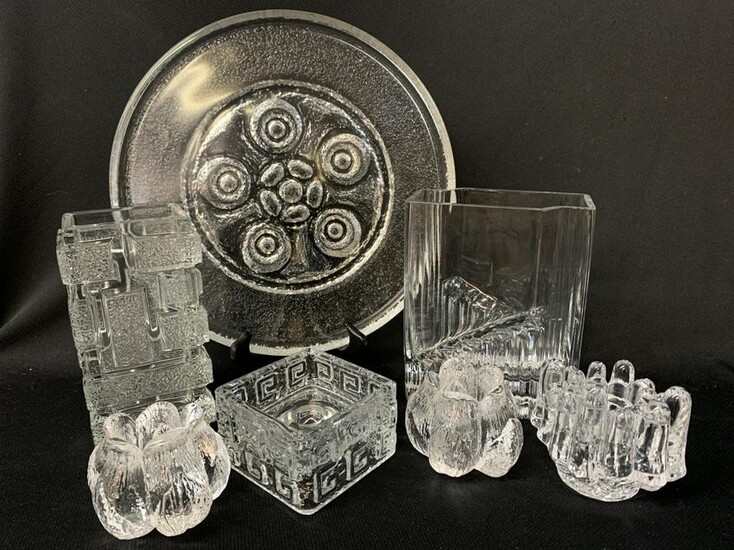 Lot Of 7 Pcs Mcm Scandinavian Finland Art Glass