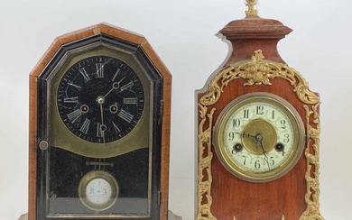 Lot details A circa 1900 American walnut cased mantel clock,...
