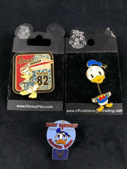 Lot of 3 Donald Duck Walt Disney Souvenir Pins