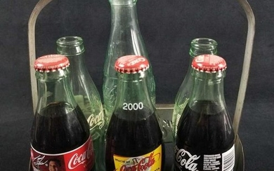 Lot of 7 Vintage Pepsi Cola Coke Metal Carrier Glass
