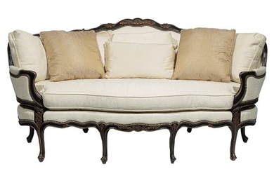 Louis XV-Style Parcel Gilt and Painted Settee